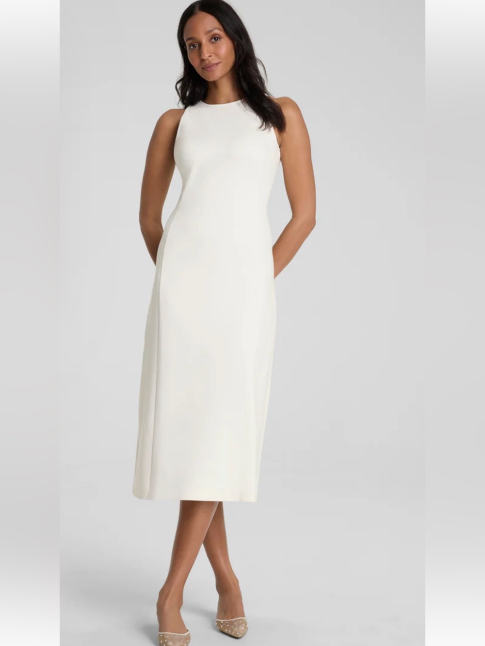 SPANX White Modal Blend Midi Dress Size L
